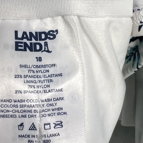 Lands End Womens Swim Skirt Plus Size 18 White Teal Blue Floral NEW - Picture 6 of 7